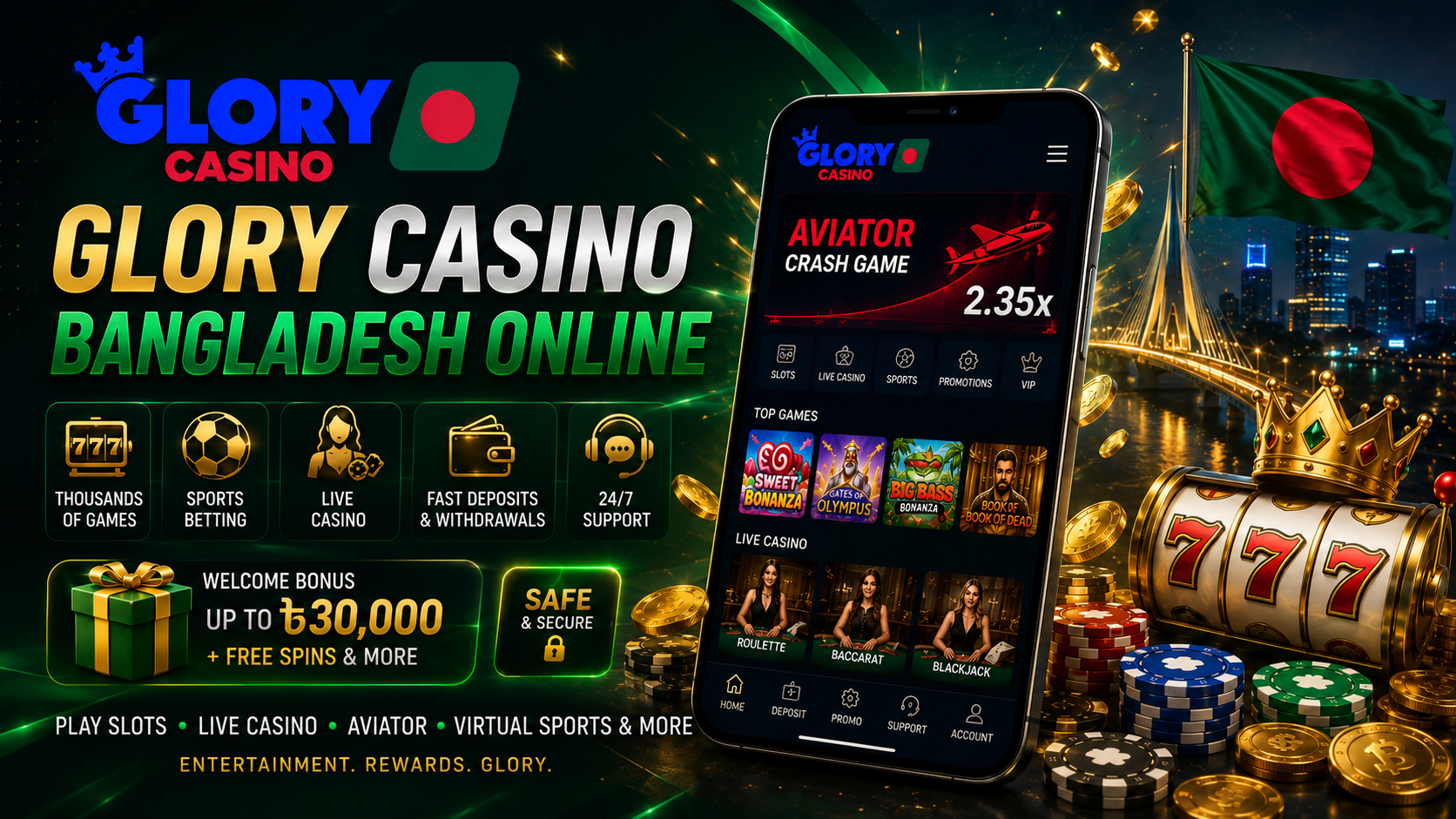 Glory Casino Bangladesh online betting platform with premium casino games